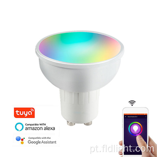 Lâmpada LED Wi-Fi inteligente sem fio ajustável GU10 5W